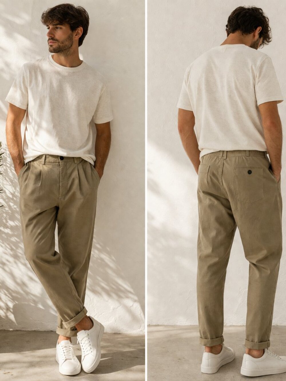 Wax London  Chino Pants Mens Sz 34  Chino Trousers Pleated Cotton Green Preppy